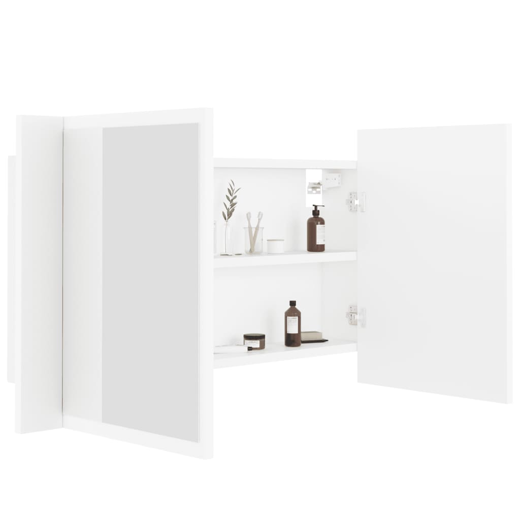 vidaXL Dulap de baie cu oglindă și LED, alb, 80x12x45 cm vidaXL Dulap de baie cu oglindă și LED, alb, 80x12x45 cm