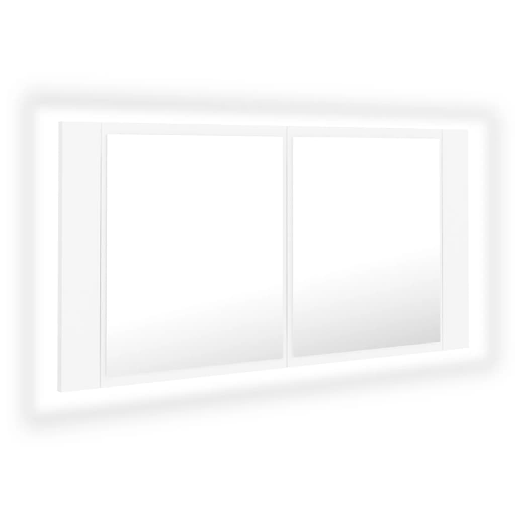 vidaXL Dulap de baie cu oglindă și LED, alb, 90x12x45 cm acril vidaXL Dulap de baie cu oglindă și LED, alb, 90x12x45 cm acril