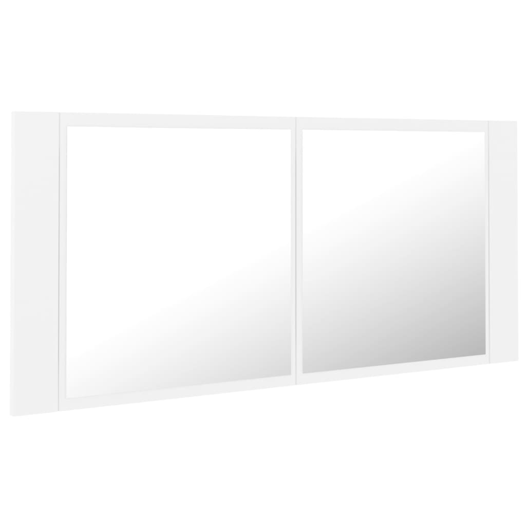 vidaXL Dulap de baie cu oglindă și LED, alb, 100x12x45 cm, acril vidaXL Dulap de baie cu oglindă și LED, alb, 100x12x45 cm, acril