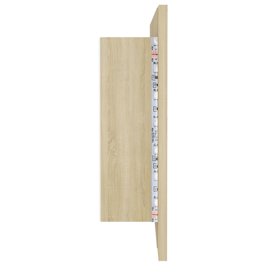 vidaXL Dulap de baie cu oglindă și LED, stejar Sonoma, 100x12x45 acril