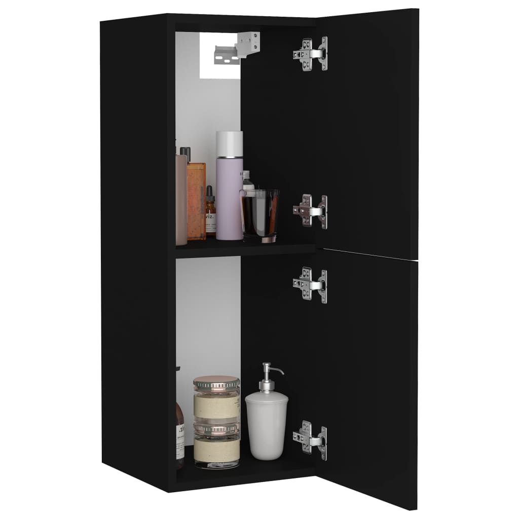 vidaXL Dulap de baie, negru, 30 x 30 x 80 cm, PAL