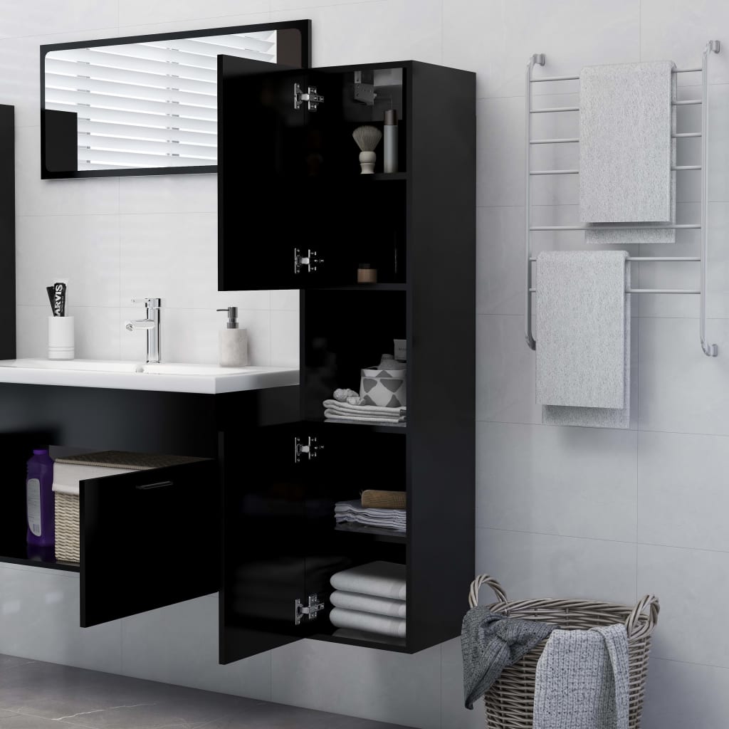 vidaXL Dulap de baie, negru, 30x30x130 cm, lemn prelucrat vidaXL Dulap de baie, negru, 30x30x130 cm, lemn prelucrat