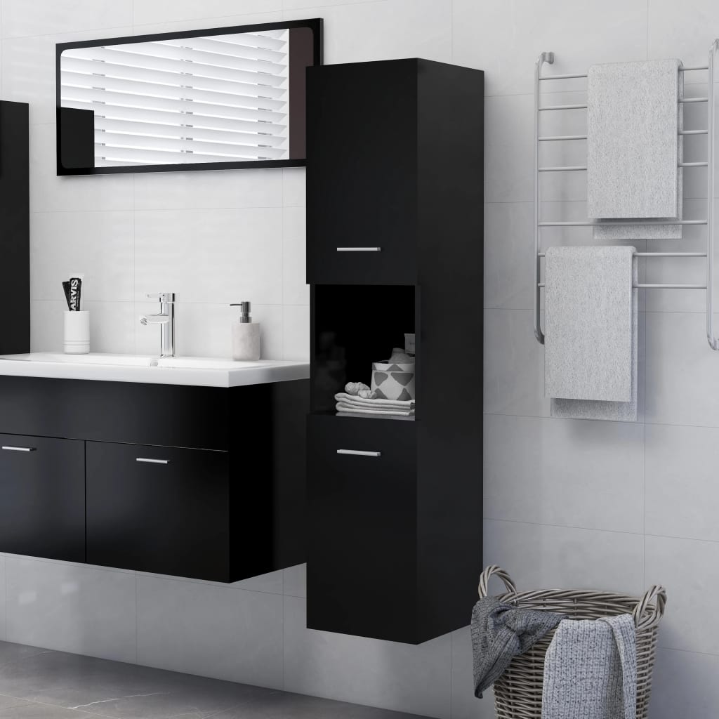 vidaXL Dulap de baie, negru, 30x30x130 cm, lemn prelucrat vidaXL Dulap de baie, negru, 30x30x130 cm, lemn prelucrat