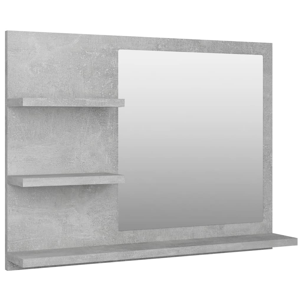 vidaXL Oglindă de baie, gri beton, 60x10,5x45 cm, PAL