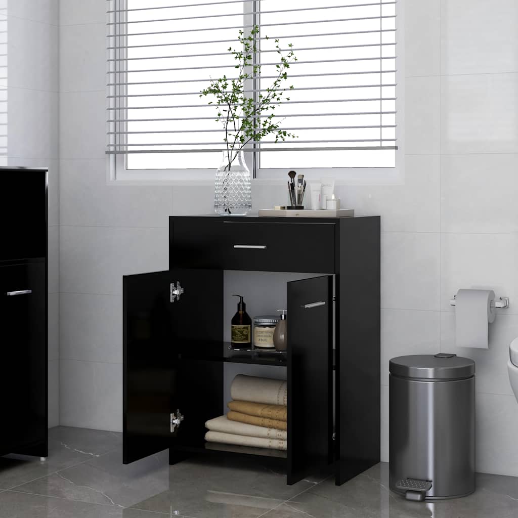 vidaXL Dulap de baie, negru, 60 x 33 x 80 cm, PAL