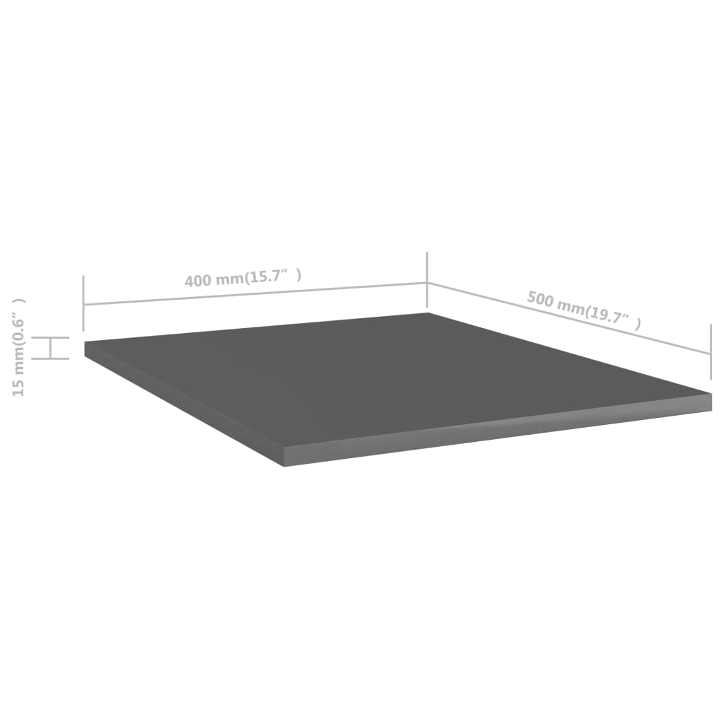 vidaXL Plăci bibliotecă, 8 buc., gri extralucios, 40x50x1,5 cm, PAL vidaXL Plăci bibliotecă, 8 buc., gri extralucios, 40x50x1,5 cm, PAL