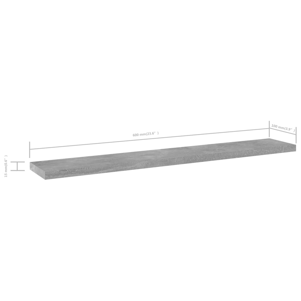 vidaXL Plăci bibliotecă, gri beton, 4 buc, 60 x 10 x 1,5 cm, PAL vidaXL Plăci bibliotecă, gri beton, 4 buc, 60 x 10 x 1,5 cm, PAL