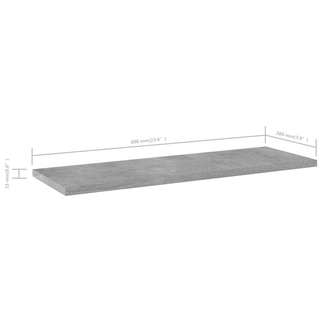 vidaXL Plăci bibliotecă, 4 buc., gri beton, 60 x 20 x 1,5 cm, PAL vidaXL Plăci bibliotecă, 4 buc., gri beton, 60 x 20 x 1,5 cm, PAL