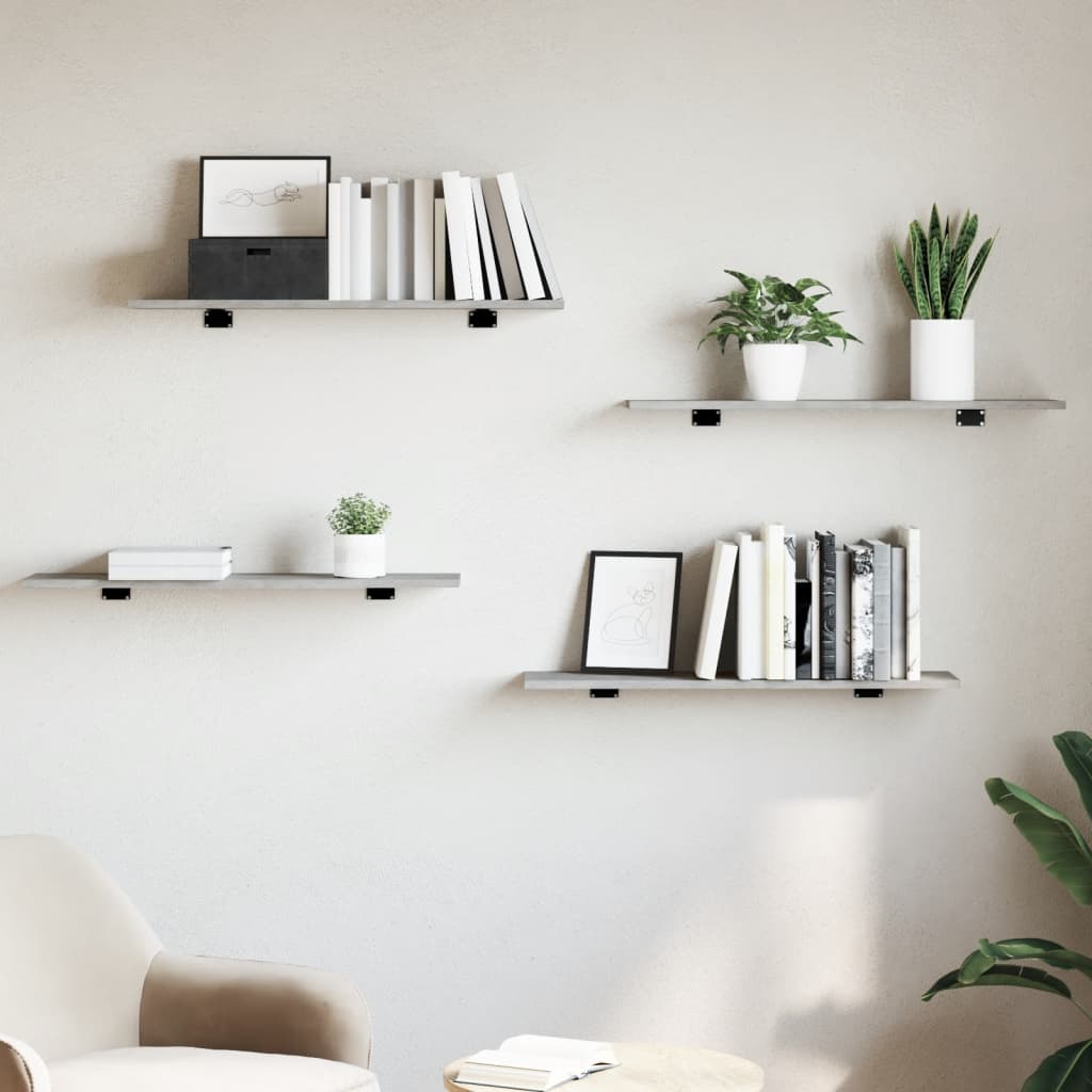 vidaXL Plăci bibliotecă, gri beton, 4 buc, 80 x 20 x 1,5 cm, lemn vidaXL Plăci bibliotecă, gri beton, 4 buc, 80 x 20 x 1,5 cm, lemn