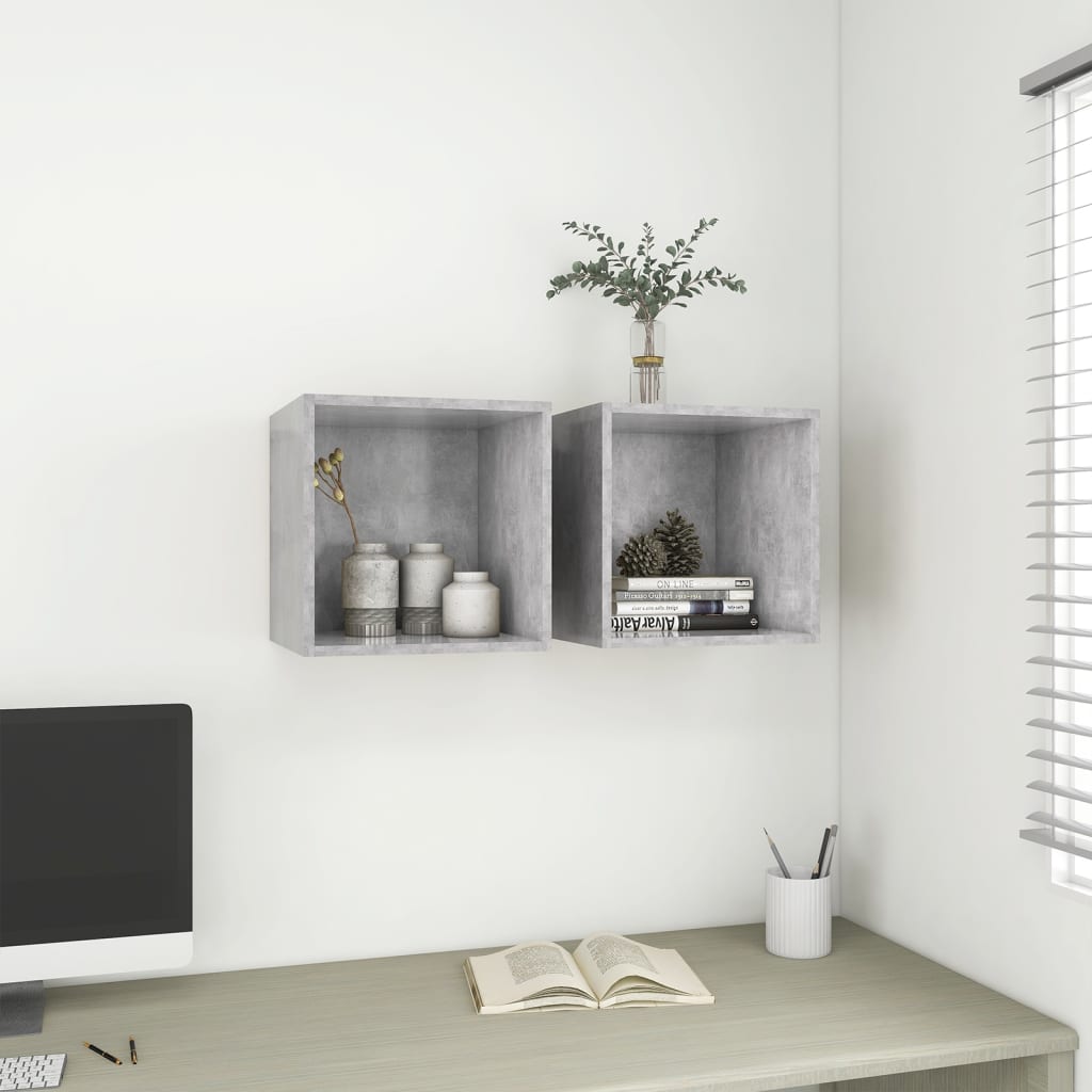 vidaXL Dulap de perete, gri beton, 37x37x37 cm, PAL vidaXL Dulap de perete, gri beton, 37x37x37 cm, PAL