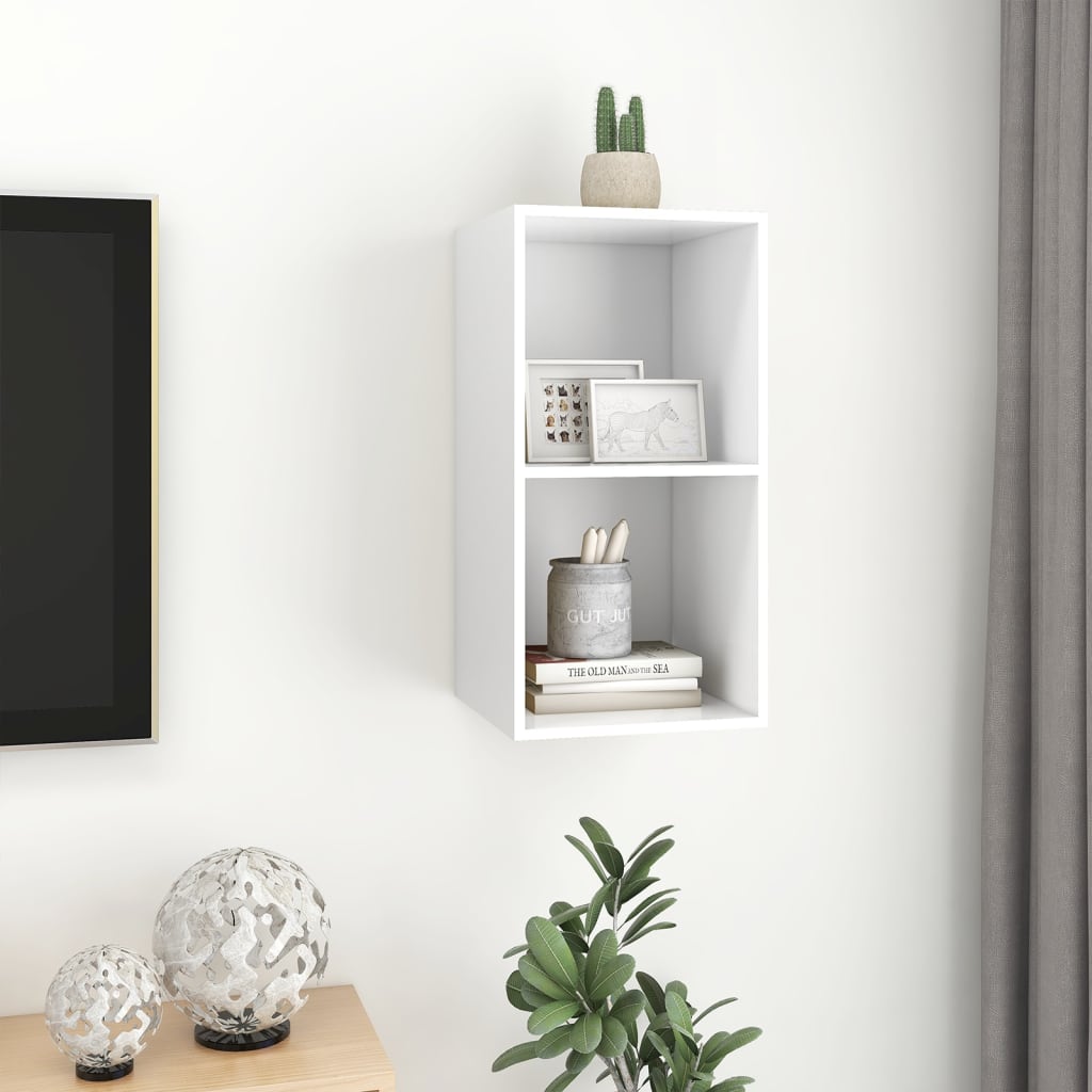 vidaXL Dulap TV montat pe perete, alb, 37x37x72 cm, lemn prelucrat