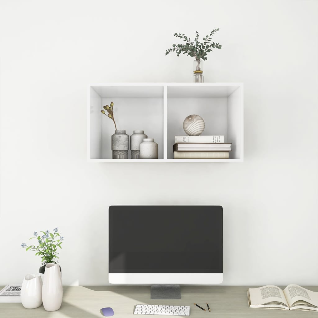 vidaXL Dulap TV montat pe perete, alb, 37x37x72 cm, lemn prelucrat
