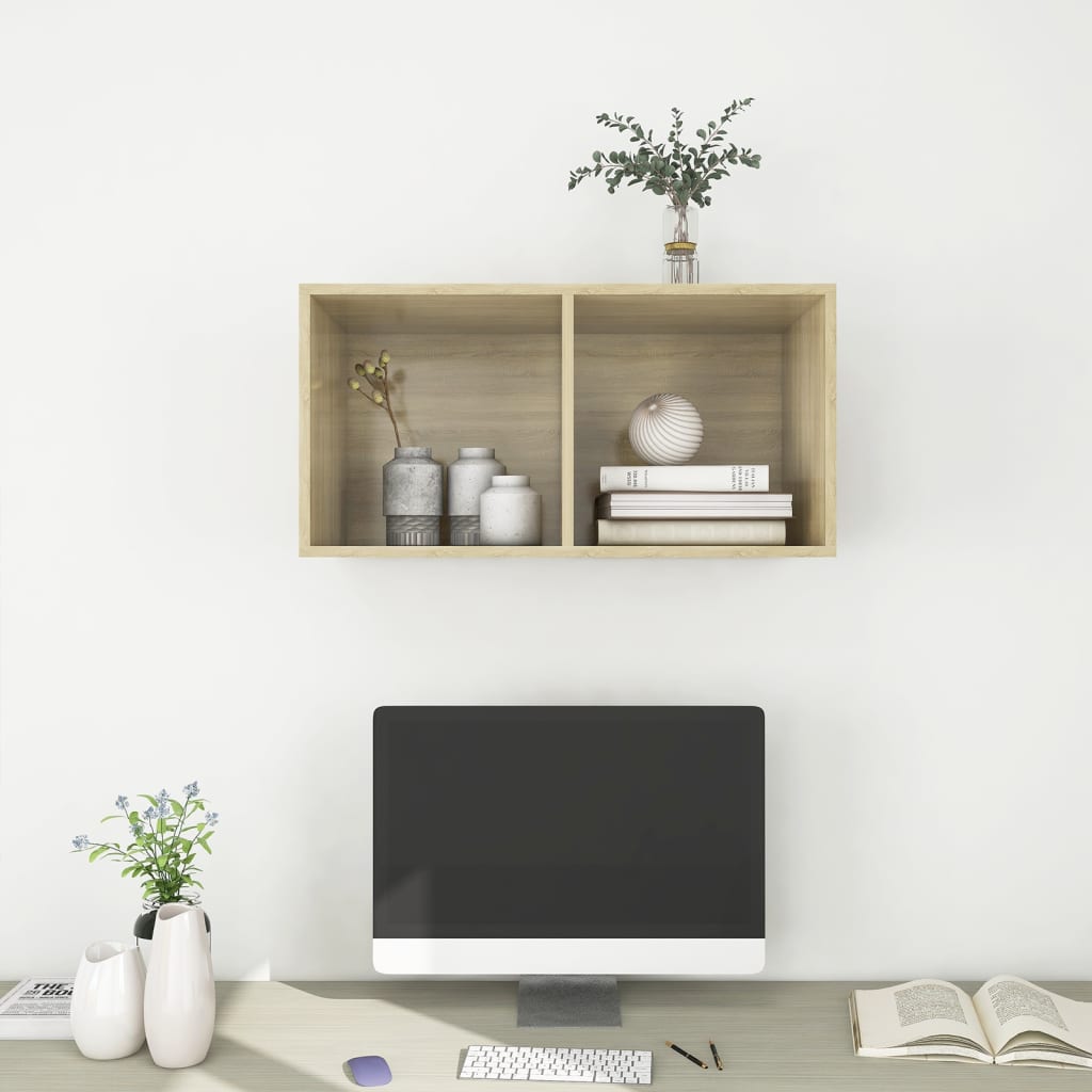 vidaXL Dulap TV montat pe perete, stejar Sonoma, 37x37x72 cm, PAL