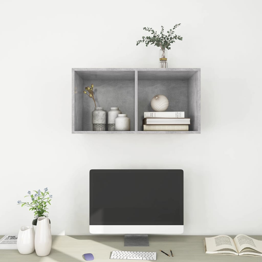 vidaXL Dulap TV montat pe perete, gri beton, 37x37x72 cm, PAL