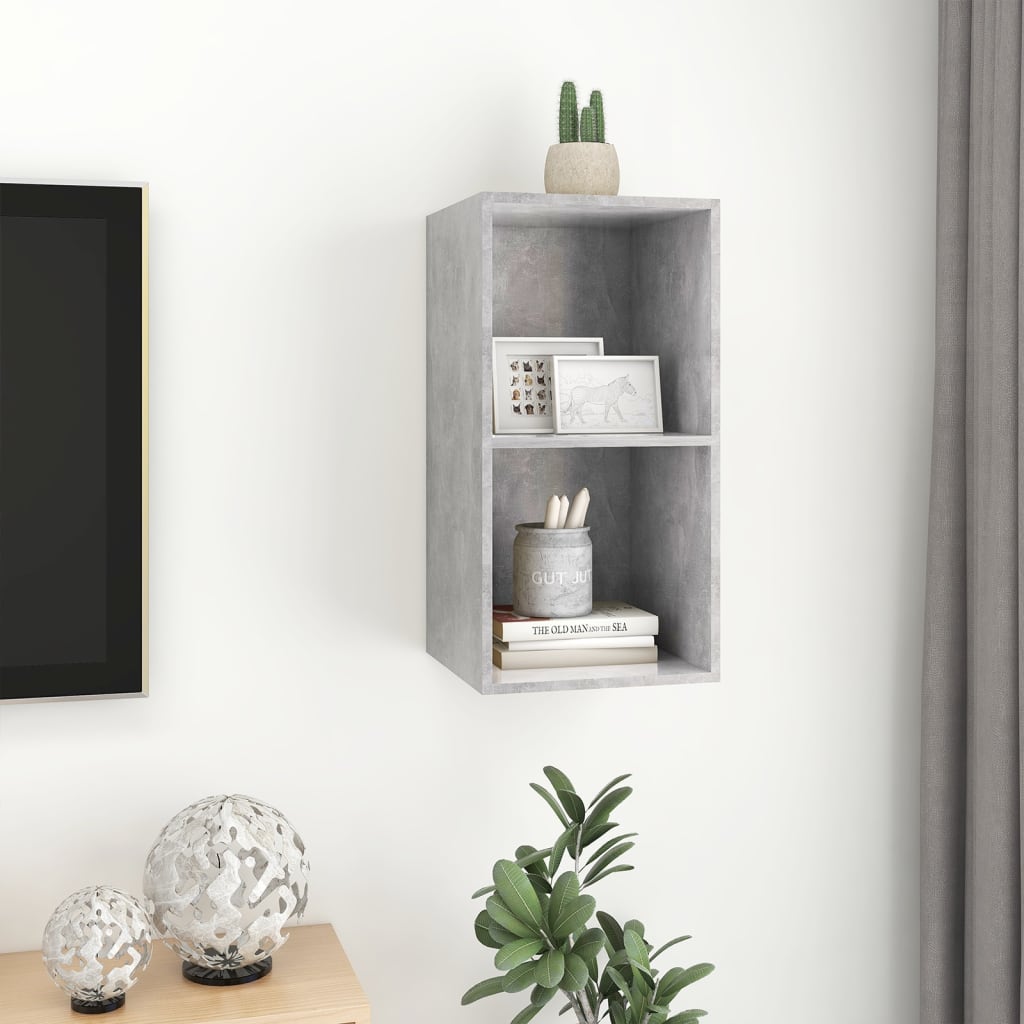 vidaXL Dulap TV montat pe perete, gri beton, 37x37x72 cm, PAL