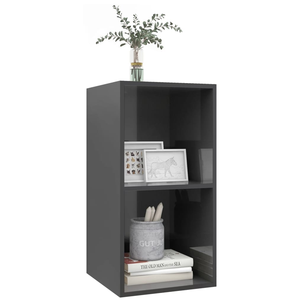 vidaXL Dulap TV montat pe perete, gri extralucios, 37x37x72 cm, PAL
