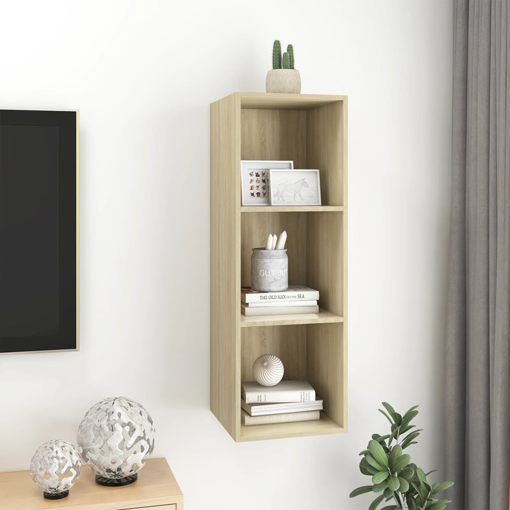 vidaXL Dulap TV montat pe perete, stejar Sonoma, 37x37x107 cm, PAL
