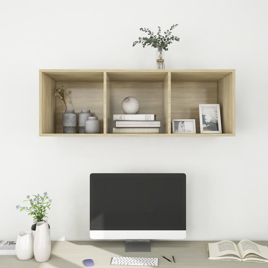 vidaXL Dulap TV montat pe perete, stejar Sonoma, 37x37x107 cm, PAL