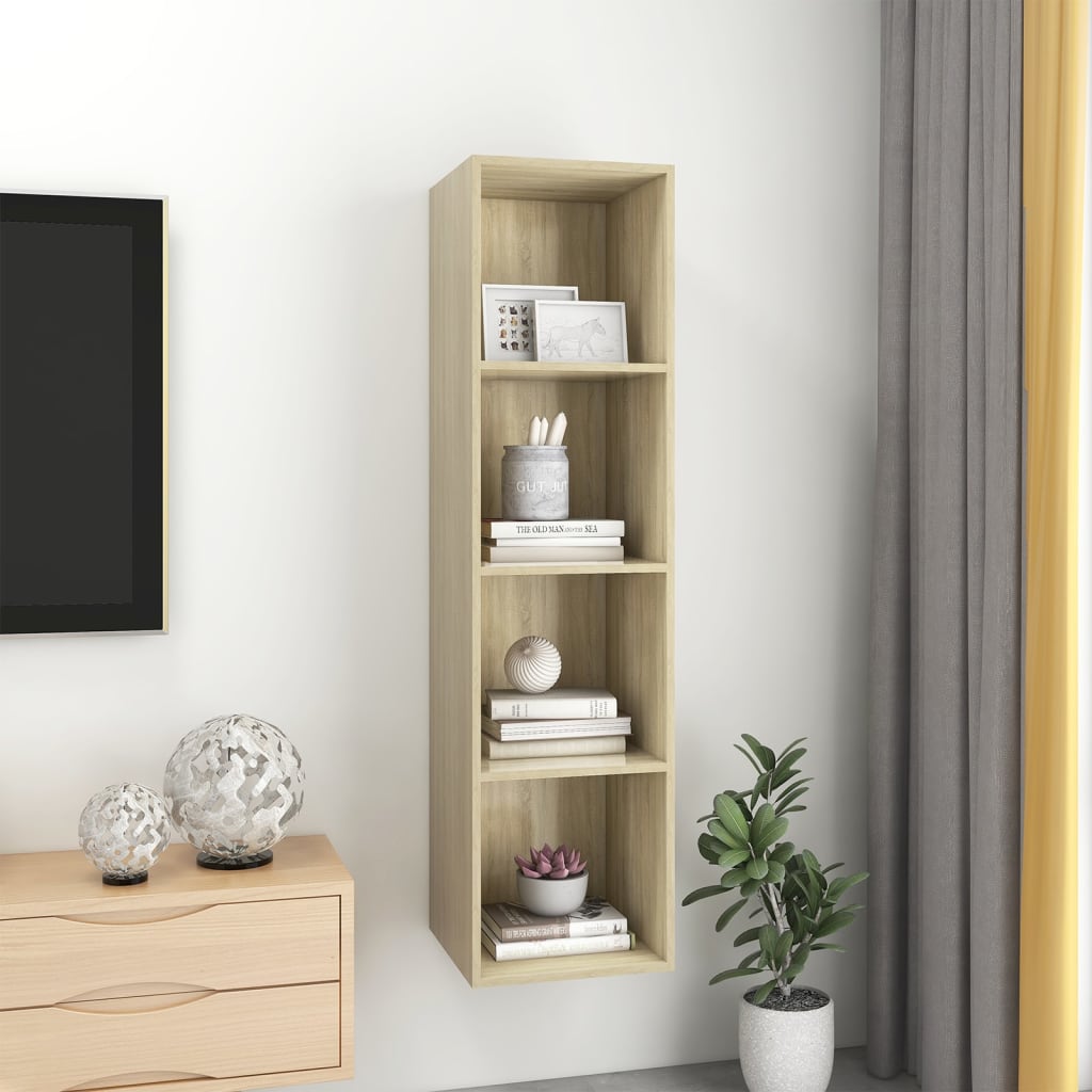 vidaXL Dulap TV montat pe perete, stejar Sonoma, 37x37x142,5 cm, PAL