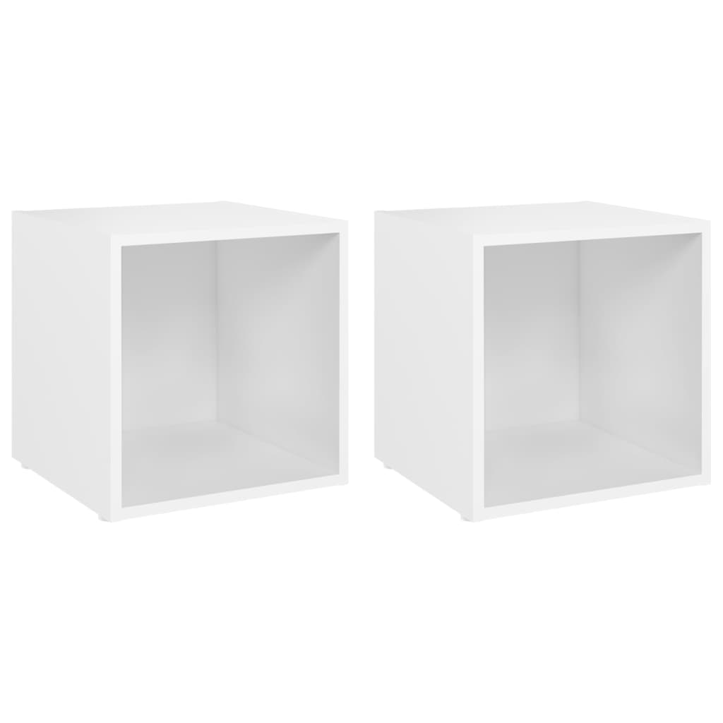 vidaXL Comode TV, 2 buc., alb, 37x35x37 cm, PAL