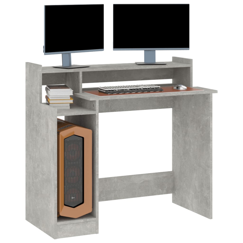 vidaXL Birou cu lumini LED, gri beton, 97x90x45 cm, lemn compozit vidaXL Birou cu lumini LED, gri beton, 97x90x45 cm, lemn compozit