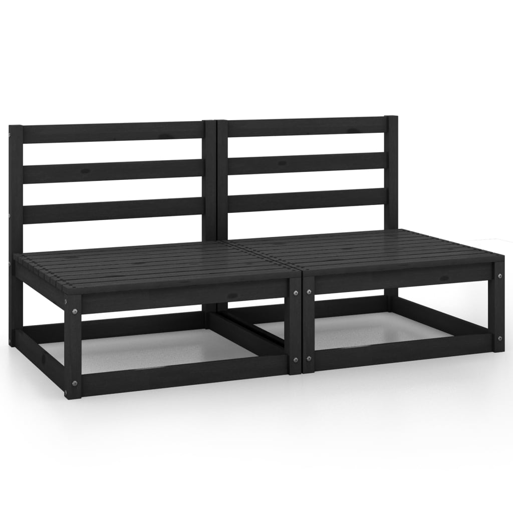 vidaXL Canapele de mijloc de grădină, 2 buc., negru, lemn masiv de pin vidaXL Canapele de mijloc de grădină, 2 buc., negru, lemn masiv de pin