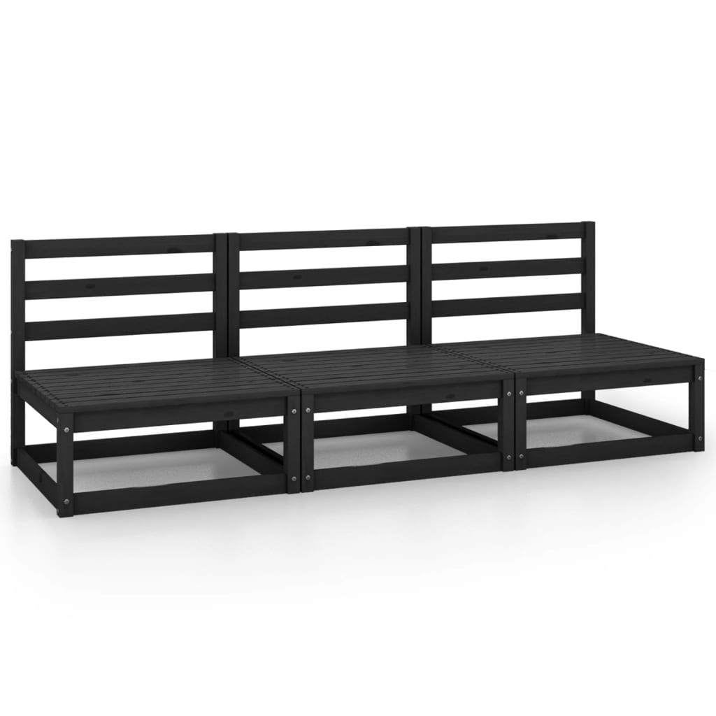 vidaXL Canapele de mijloc de grădină, 3 buc., negru, lemn masiv de pin vidaXL Canapele de mijloc de grădină, 3 buc., negru, lemn masiv de pin
