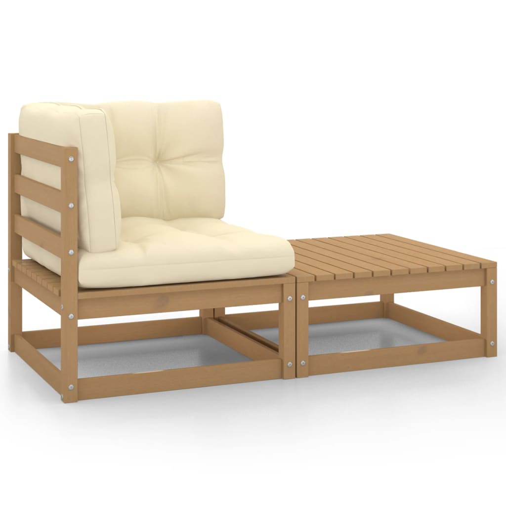 vidaXL Set mobilier grădină&perne 2 piese, maro miere lemn masiv pin