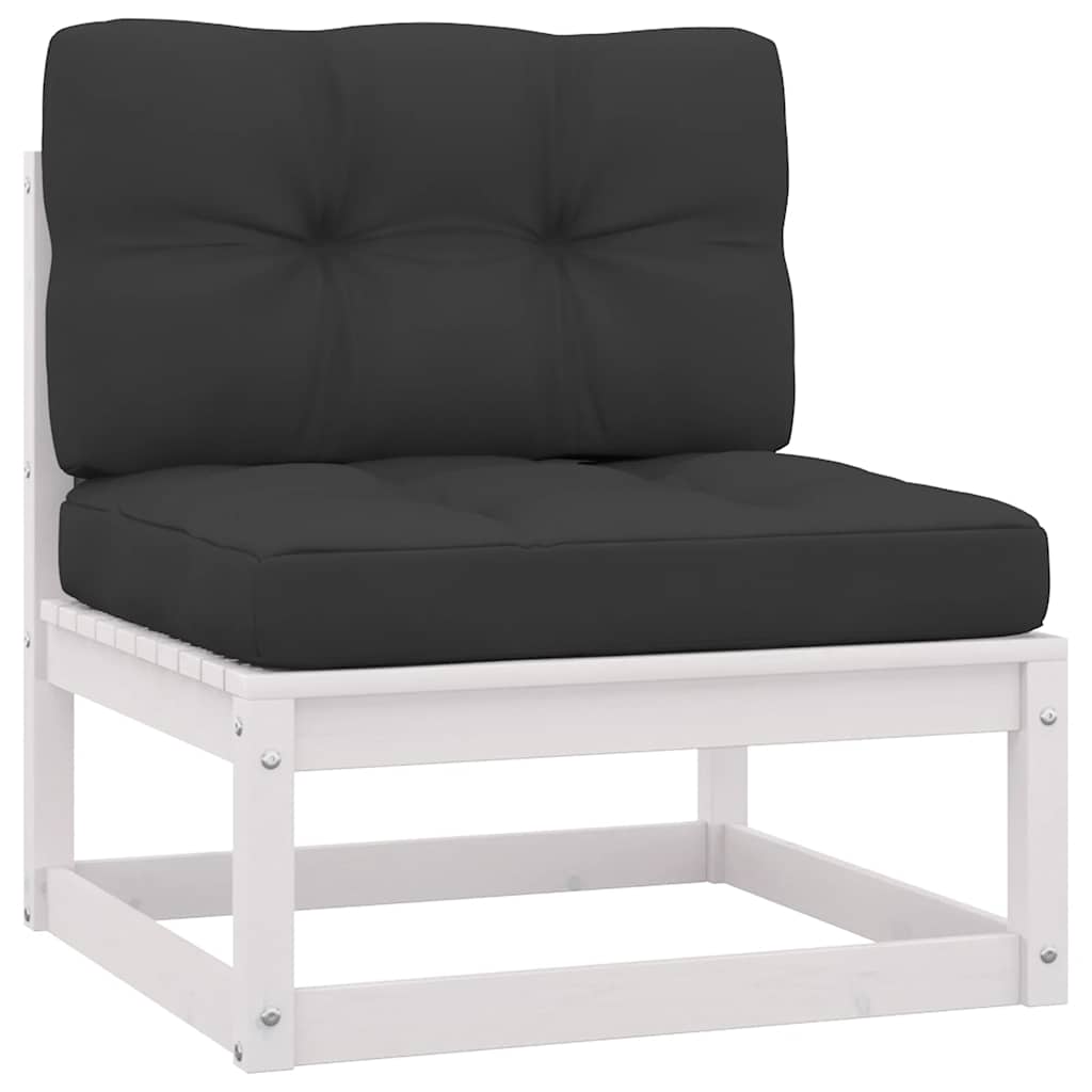 vidaXL Set mobilier de grădină cu perne, 2 piese, alb, lemn masiv pin vidaXL Set mobilier de grădină cu perne, 2 piese, alb, lemn masiv pin