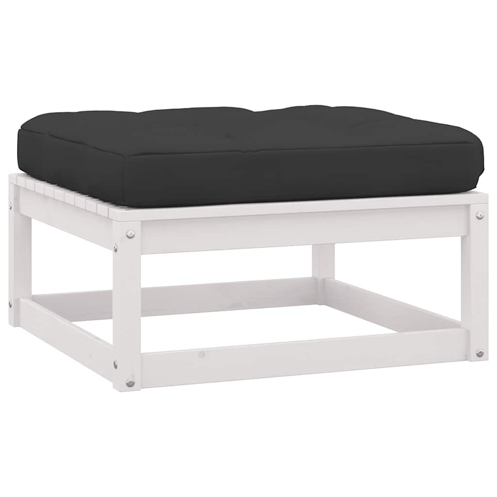 vidaXL Set mobilier de grădină cu perne, 2 piese, alb, lemn masiv pin vidaXL Set mobilier de grădină cu perne, 2 piese, alb, lemn masiv pin