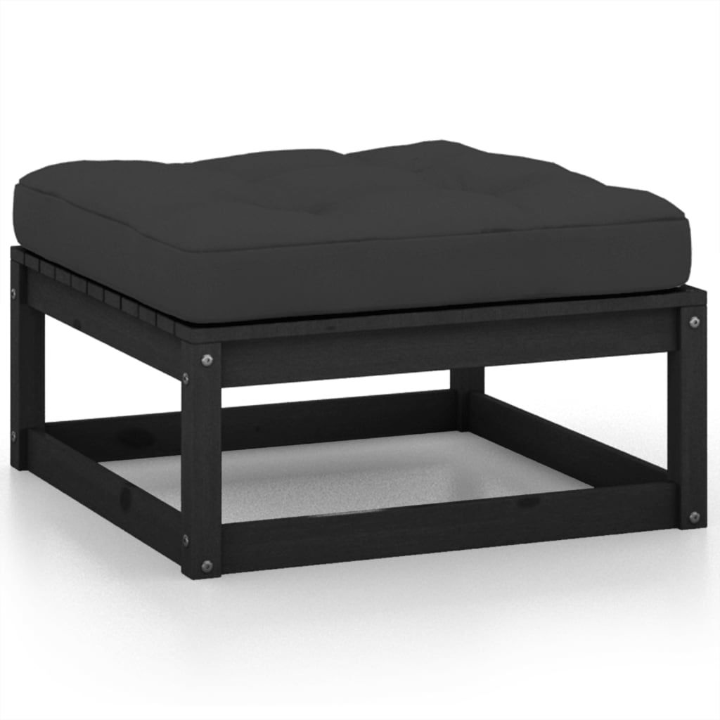 vidaXL Set mobilier de grădină cu perne, 2 piese, negru, lemn de pin vidaXL Set mobilier de grădină cu perne, 2 piese, negru, lemn de pin