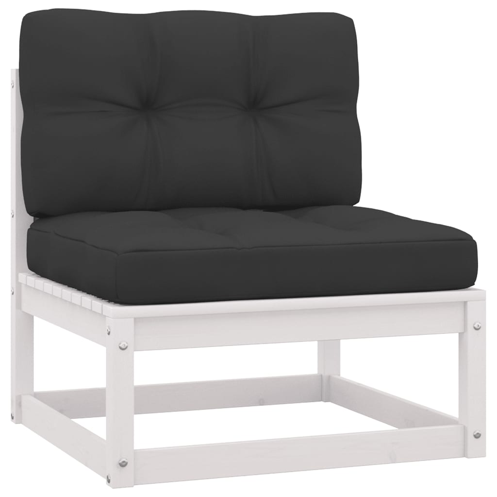 vidaXL Set mobilier de grădină cu perne, 2 piese, alb, lemn masiv pin vidaXL Set mobilier de grădină cu perne, 2 piese, alb, lemn masiv pin