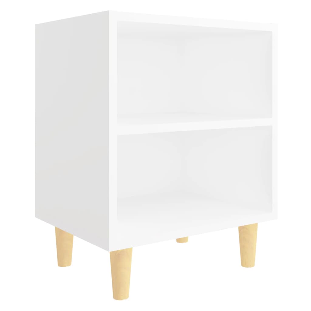 vidaXL Noptieră cu picioare din lemn masiv, alb, 40x30x50 cm vidaXL Noptieră cu picioare din lemn masiv, alb, 40x30x50 cm