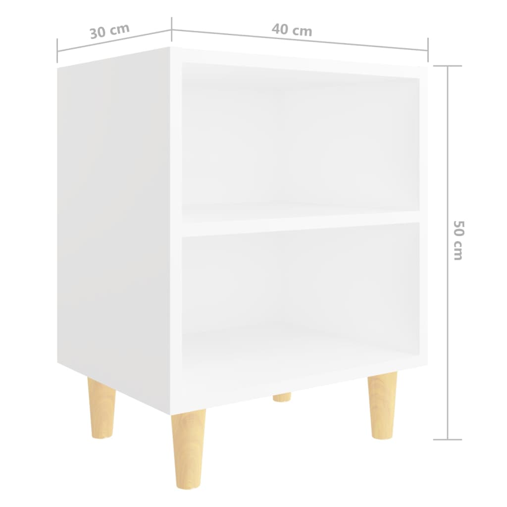 vidaXL Noptieră cu picioare din lemn masiv, alb, 40x30x50 cm vidaXL Noptieră cu picioare din lemn masiv, alb, 40x30x50 cm