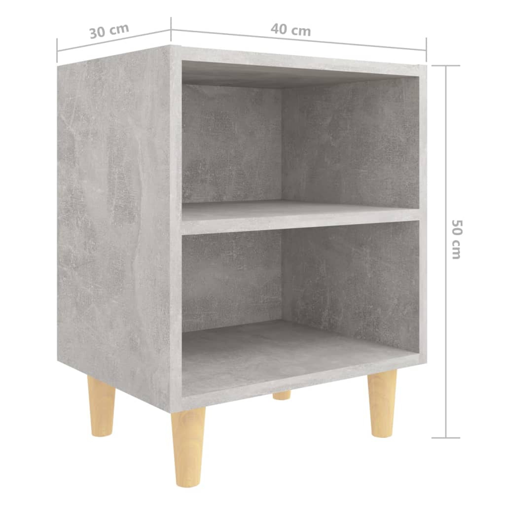 vidaXL Noptieră cu picioare din lemn masiv, gri beton, 40x30x50 cm vidaXL Noptieră cu picioare din lemn masiv, gri beton, 40x30x50 cm