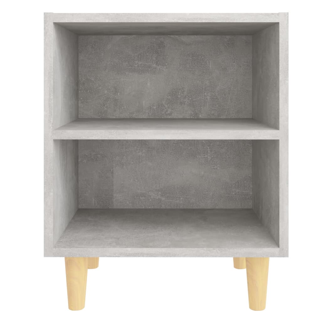vidaXL Noptiere cu picioare din lemn masiv, 2 buc., gri beton, 40x30x50 cm