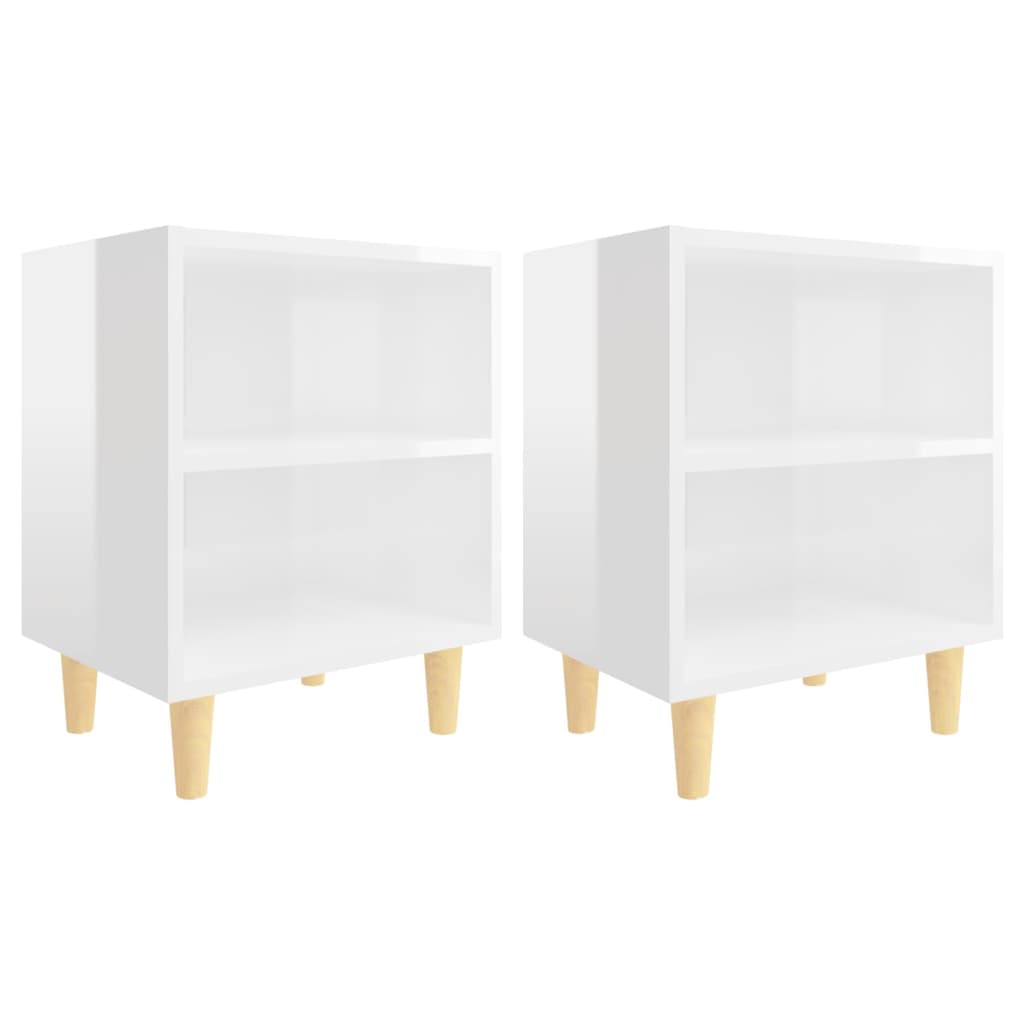 vidaXL Noptiere cu picioare lemn, 2 buc, alb extralucios, 40x30x50 cm vidaXL Noptiere cu picioare lemn, 2 buc, alb extralucios, 40x30x50 cm