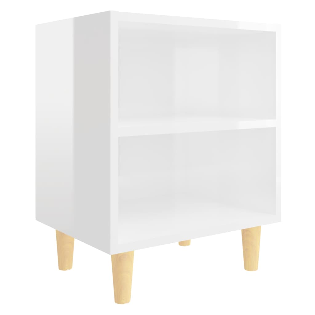 vidaXL Noptiere cu picioare lemn, 2 buc, alb extralucios, 40x30x50 cm vidaXL Noptiere cu picioare lemn, 2 buc, alb extralucios, 40x30x50 cm