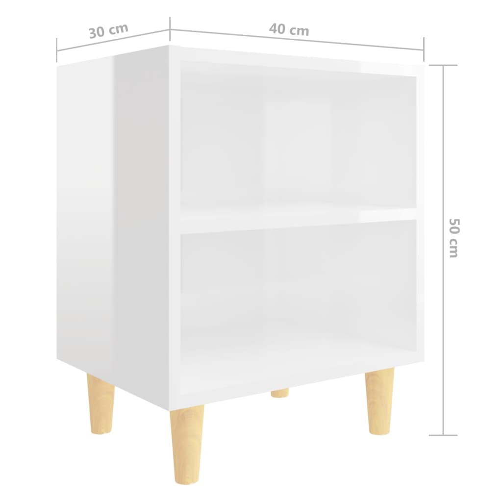 vidaXL Noptiere cu picioare lemn, 2 buc, alb extralucios, 40x30x50 cm vidaXL Noptiere cu picioare lemn, 2 buc, alb extralucios, 40x30x50 cm