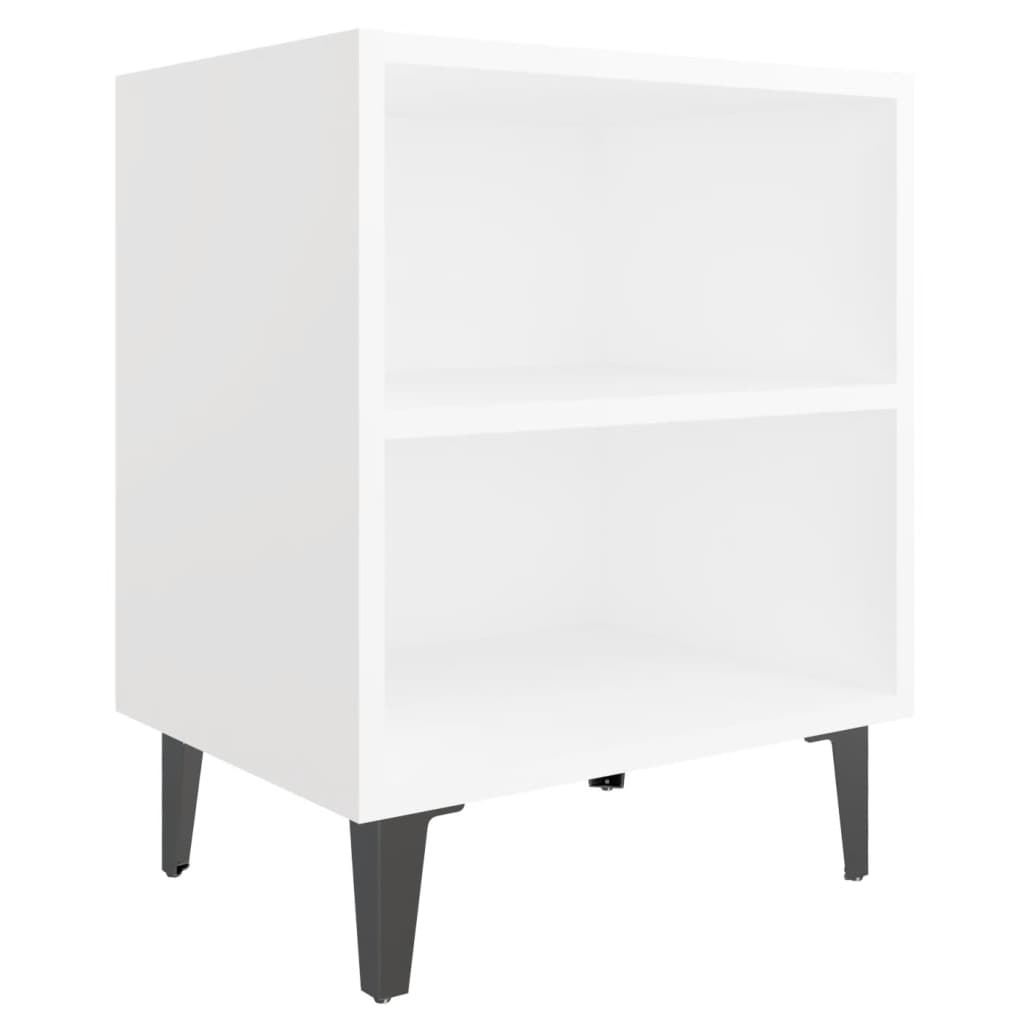 vidaXL Noptieră cu picioare metalice, alb, 40x30x50 cm vidaXL Noptieră cu picioare metalice, alb, 40x30x50 cm