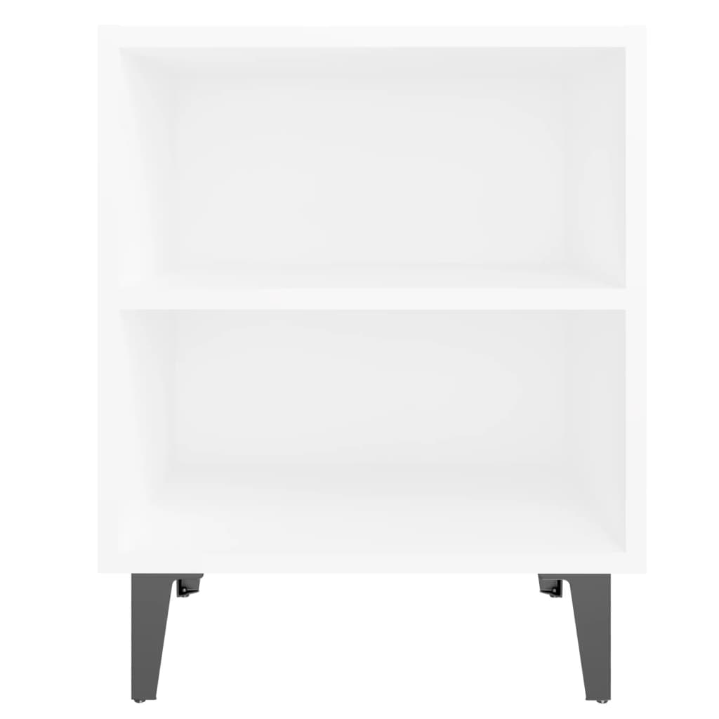 vidaXL Noptiere cu picioare metalice, 2 buc, alb, 40x30x50 cm