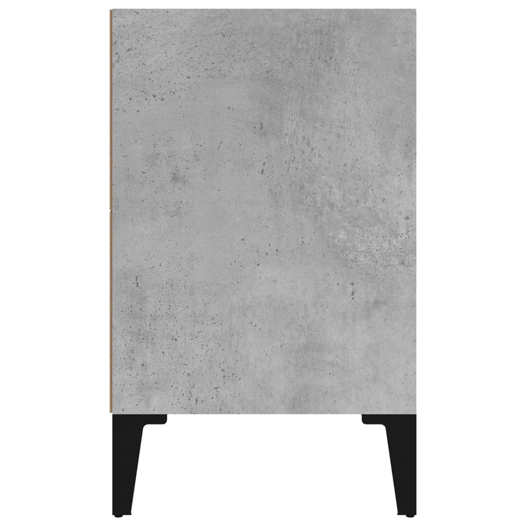 vidaXL Noptieră cu picioare metalice, gri beton, 40x30x50 cm
