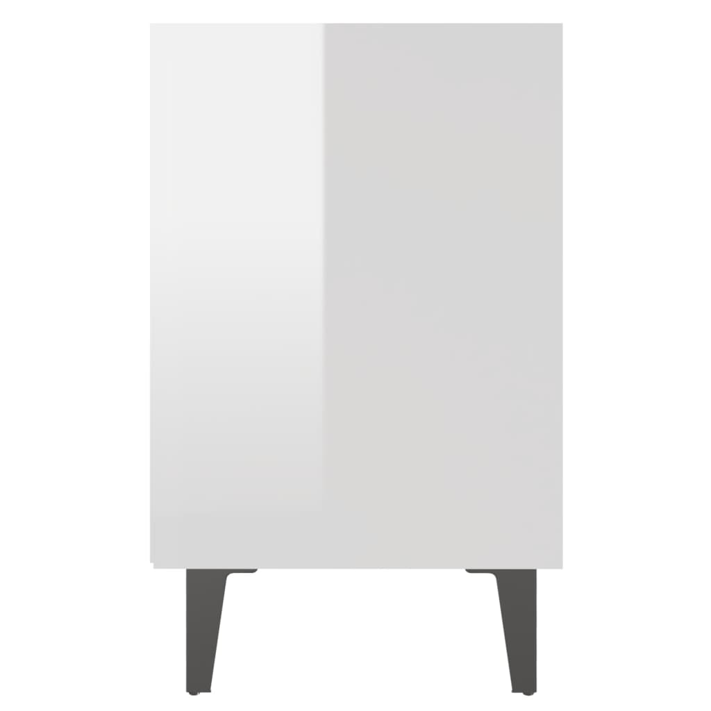 vidaXL Noptiere, picioare metalice, 2 buc. alb extralucios 40x30x50 cm vidaXL Noptiere, picioare metalice, 2 buc. alb extralucios 40x30x50 cm