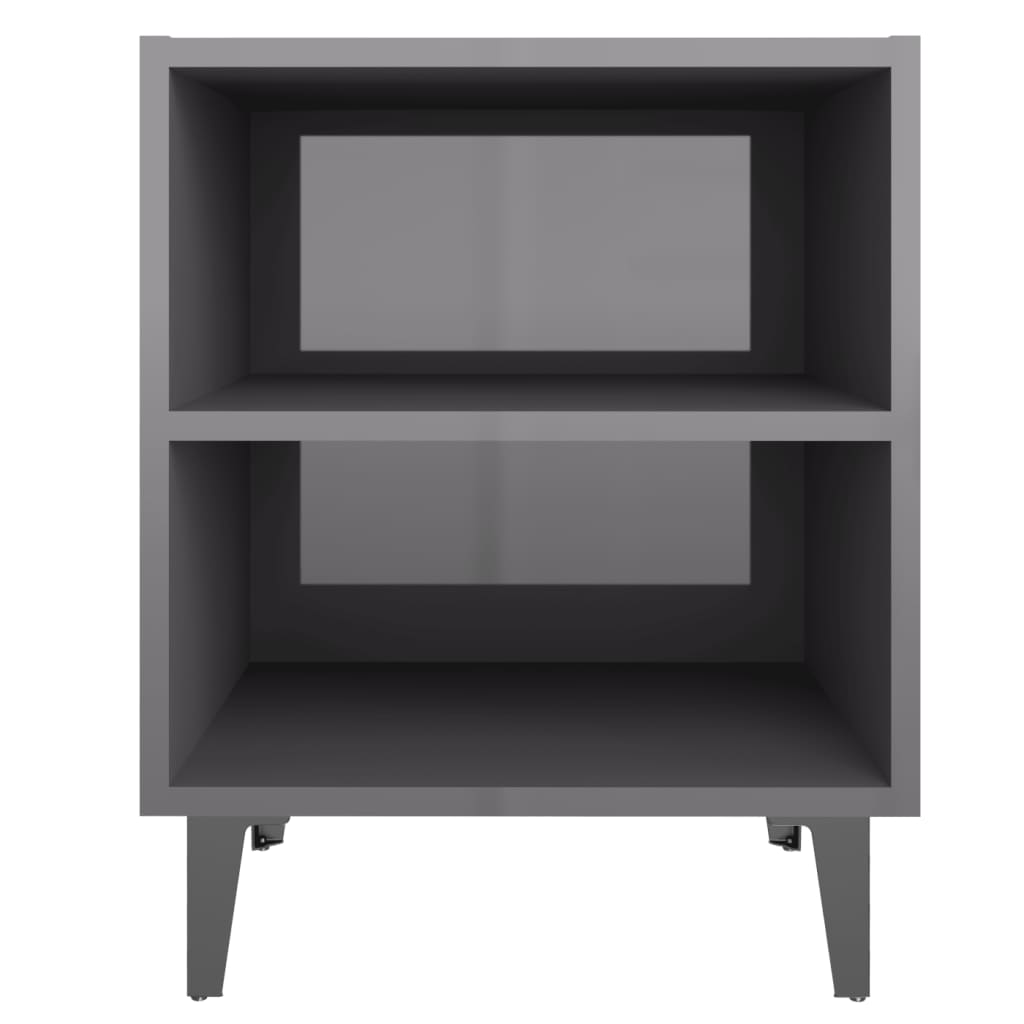 vidaXL Noptieră cu picioare metalice, gri extra lucios, 40x30x50 cm vidaXL Noptieră cu picioare metalice, gri extra lucios, 40x30x50 cm