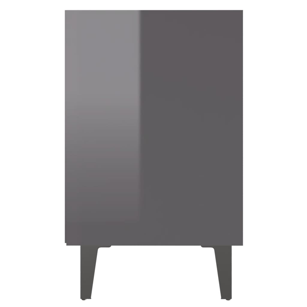 vidaXL Noptieră cu picioare metalice, gri extra lucios, 40x30x50 cm vidaXL Noptieră cu picioare metalice, gri extra lucios, 40x30x50 cm
