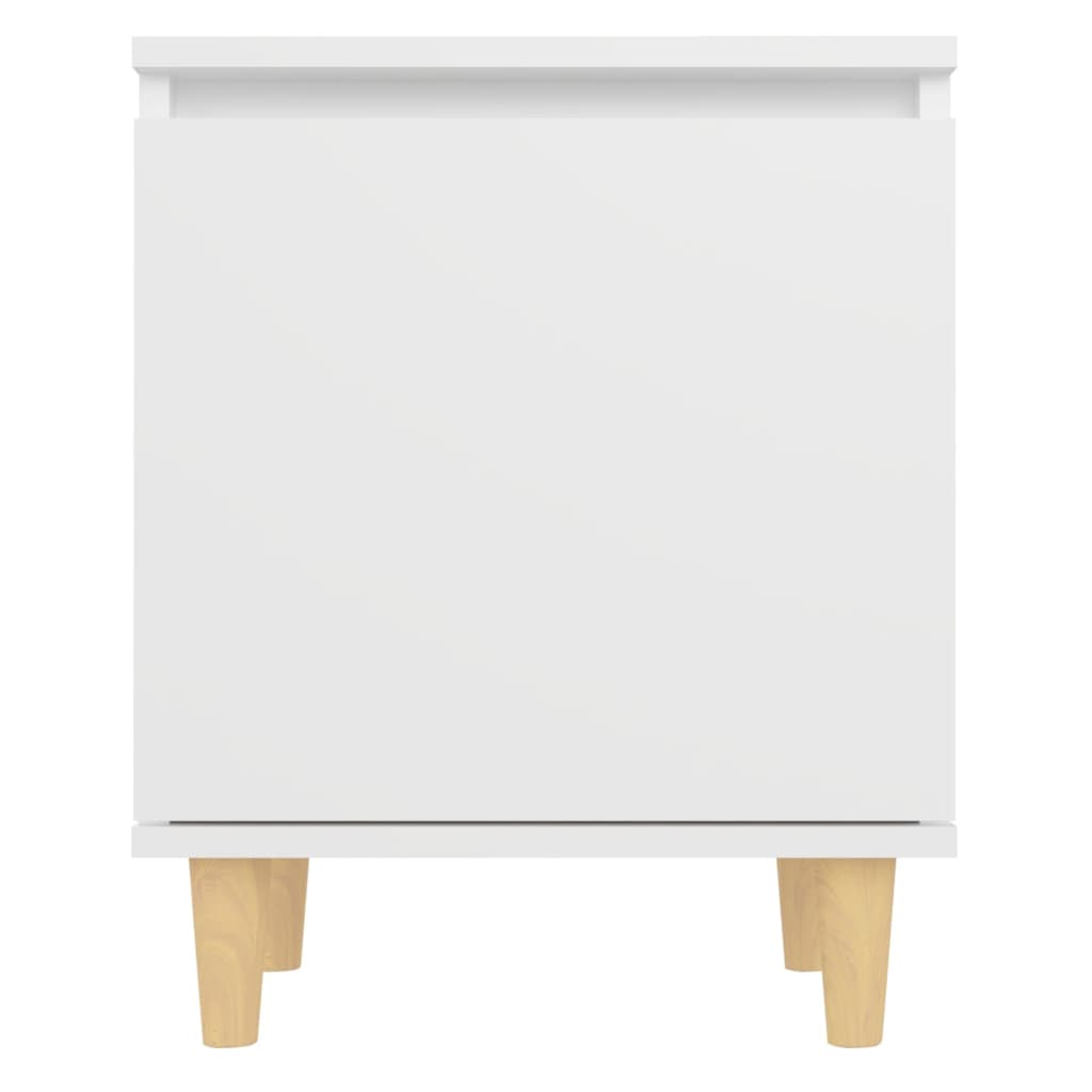 vidaXL Noptieră cu picioare din lemn masiv, alb, 40x30x50 cm vidaXL Noptieră cu picioare din lemn masiv, alb, 40x30x50 cm
