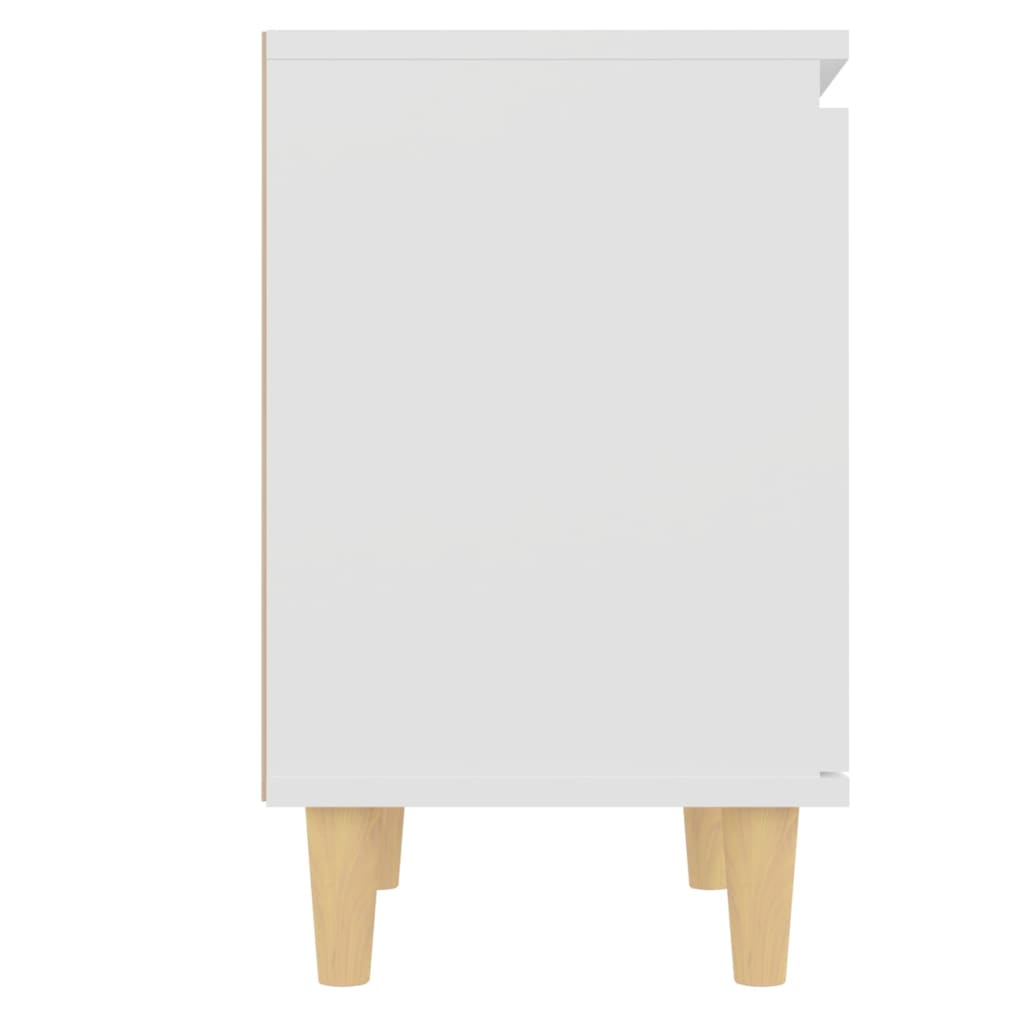 vidaXL Noptieră cu picioare din lemn masiv, alb, 40x30x50 cm vidaXL Noptieră cu picioare din lemn masiv, alb, 40x30x50 cm
