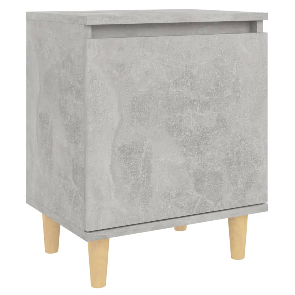 vidaXL Noptieră cu picioare din lemn masiv, gri beton, 40x30x50 cm vidaXL Noptieră cu picioare din lemn masiv, gri beton, 40x30x50 cm