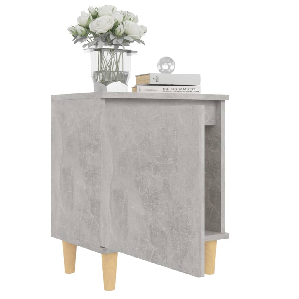 vidaXL Noptieră cu picioare din lemn masiv, gri beton, 40x30x50 cm vidaXL Noptieră cu picioare din lemn masiv, gri beton, 40x30x50 cm