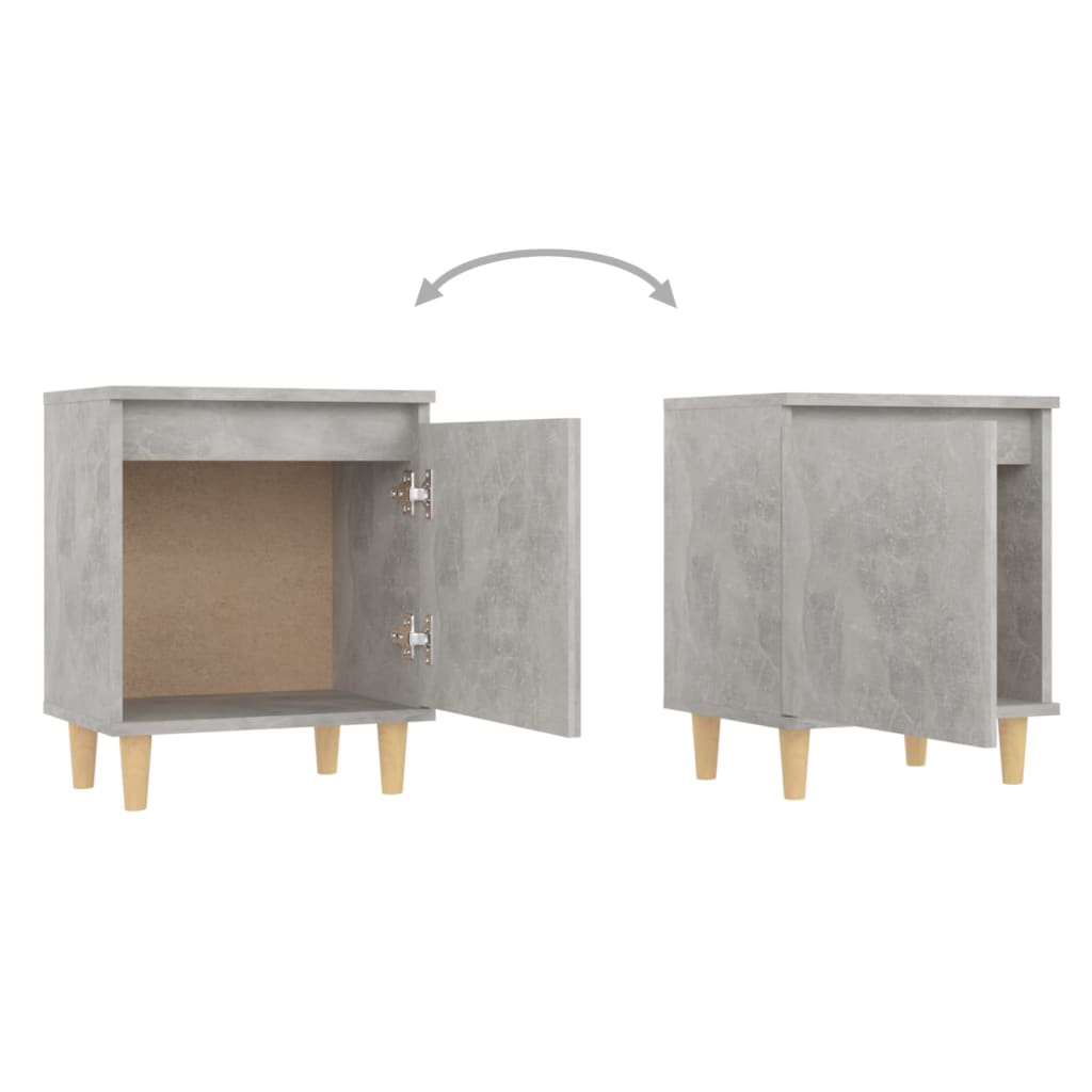vidaXL Noptieră cu picioare din lemn masiv, gri beton, 40x30x50 cm vidaXL Noptieră cu picioare din lemn masiv, gri beton, 40x30x50 cm